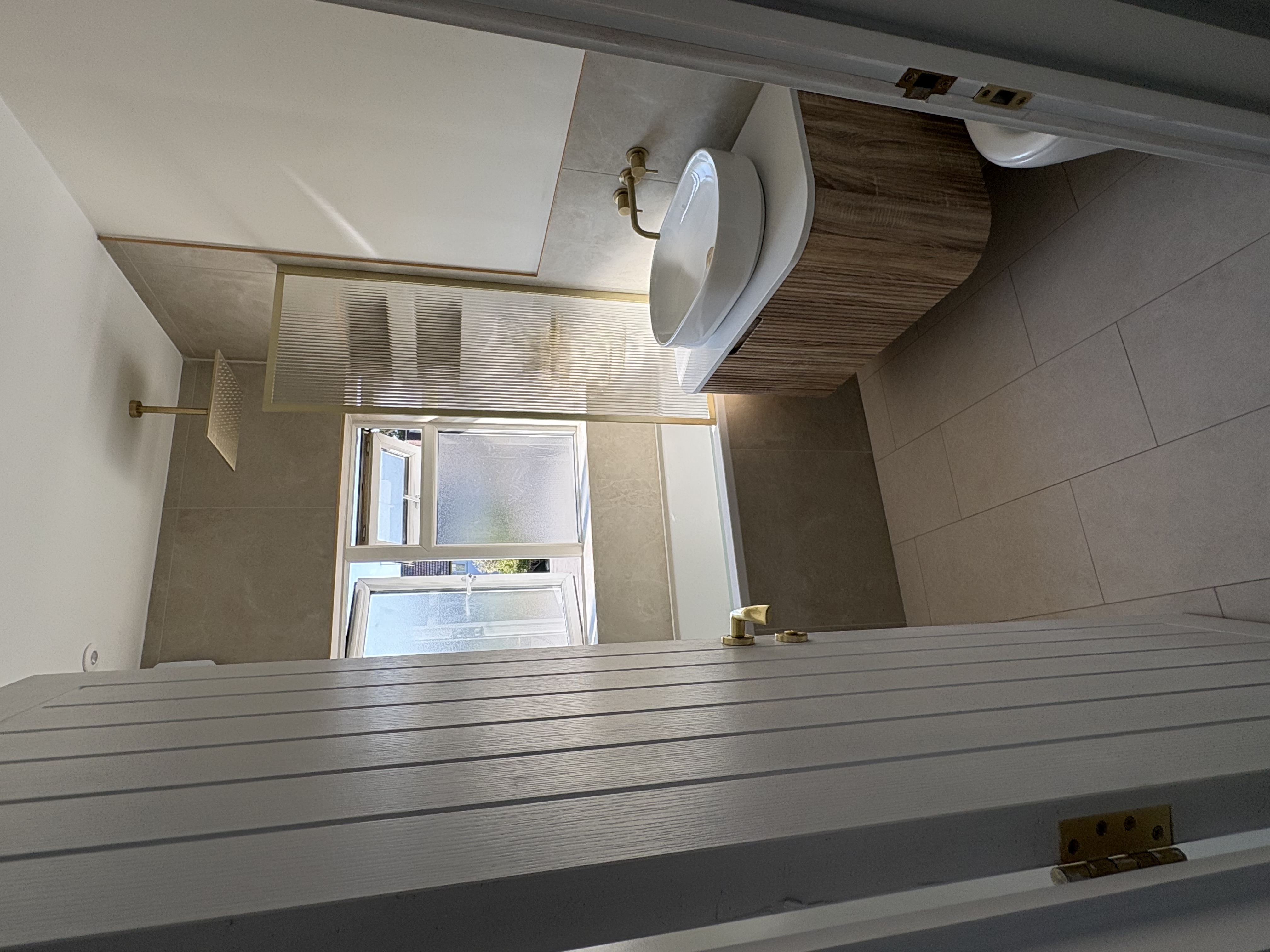 Gold Fixtures & Walk-In Shower Full Renovation — After